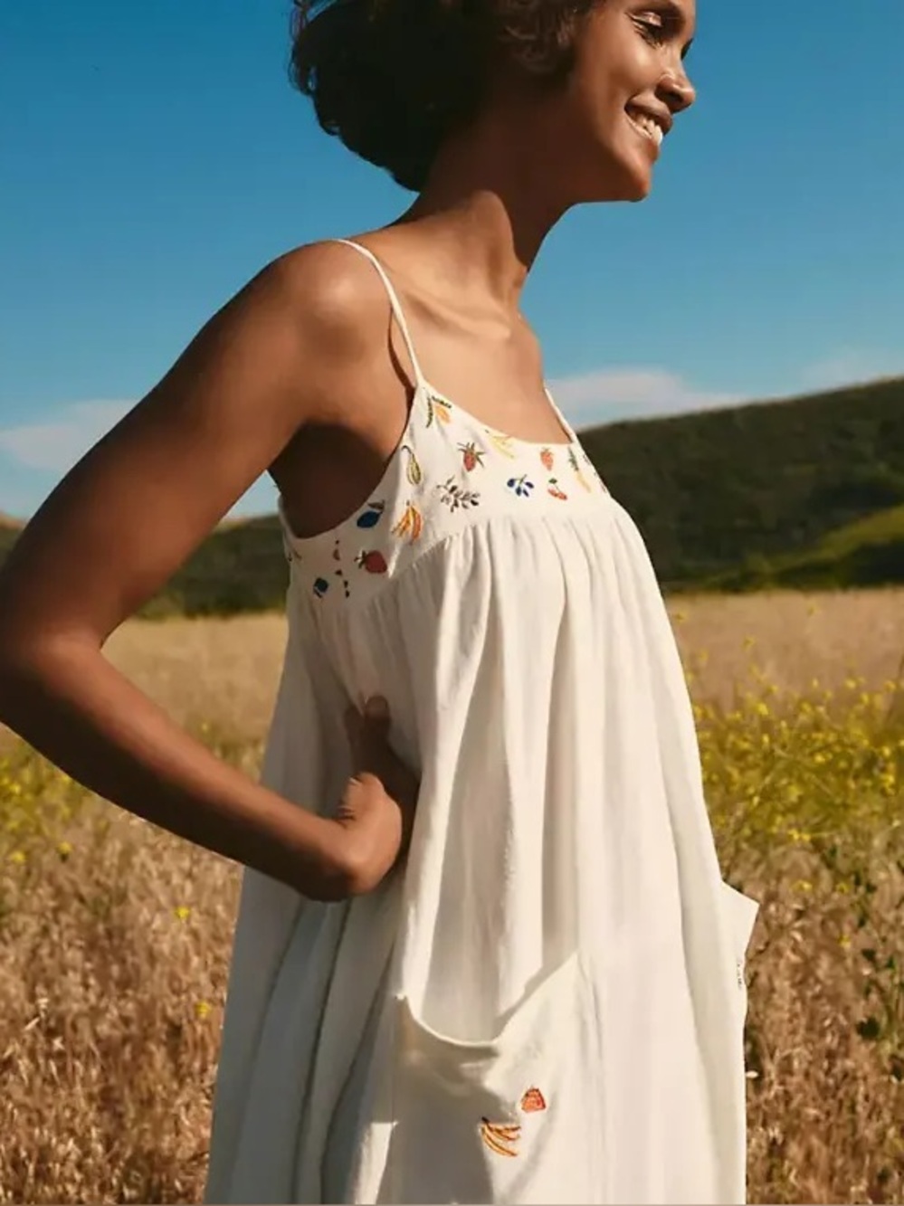 NWT Madewell Fresca Fruit Embroidered Cami Midi Dress in XS